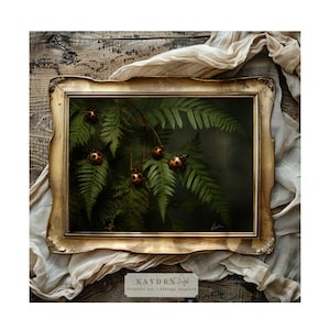 Enigmatic Elegance, Ferns and Beetles, Dark Academia, Green Tones, Art Print Download,  home décor, Cottagecore, Vintage Inspired, Nature