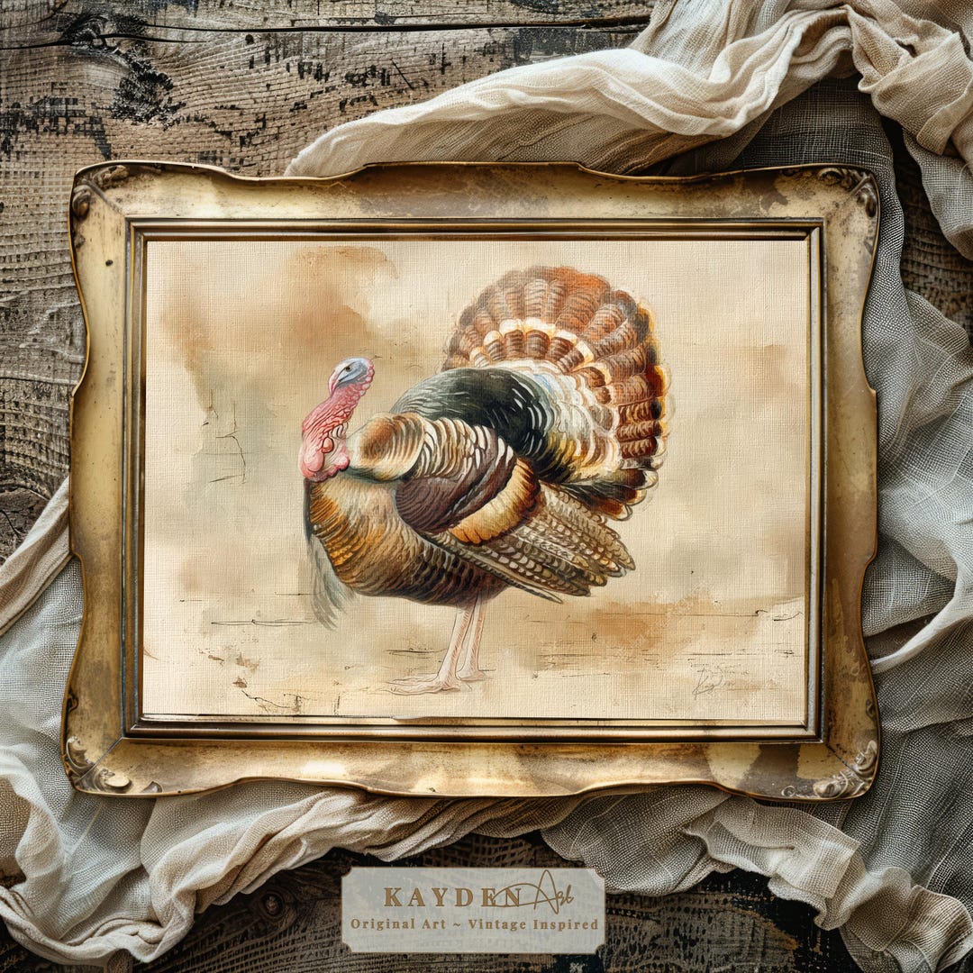 Vintage Wild Turkey Watercolor Painting Original Art Print Home Decor ...