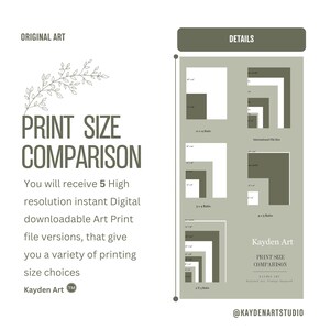 May include: A graphic showing different print sizes for digital art prints. The graphic shows five different aspect ratios, including 11x14, 3x4, 4x5, and 3x5. The text "Kayden Art Print Size Comparison" is at the bottom of the graphic.