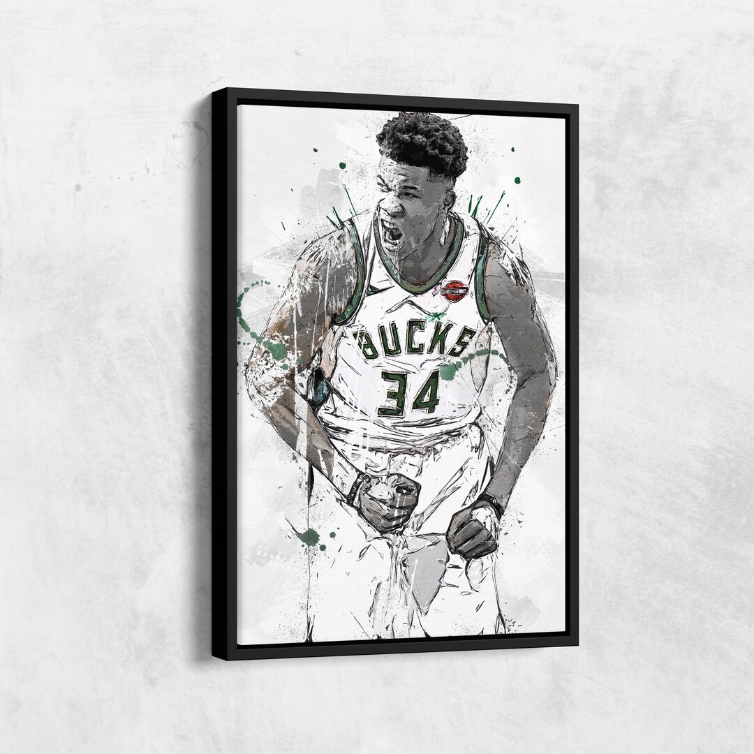 Giannis Antetokounmpo Poster Milwaukee Bucks Painting Basketball Hand