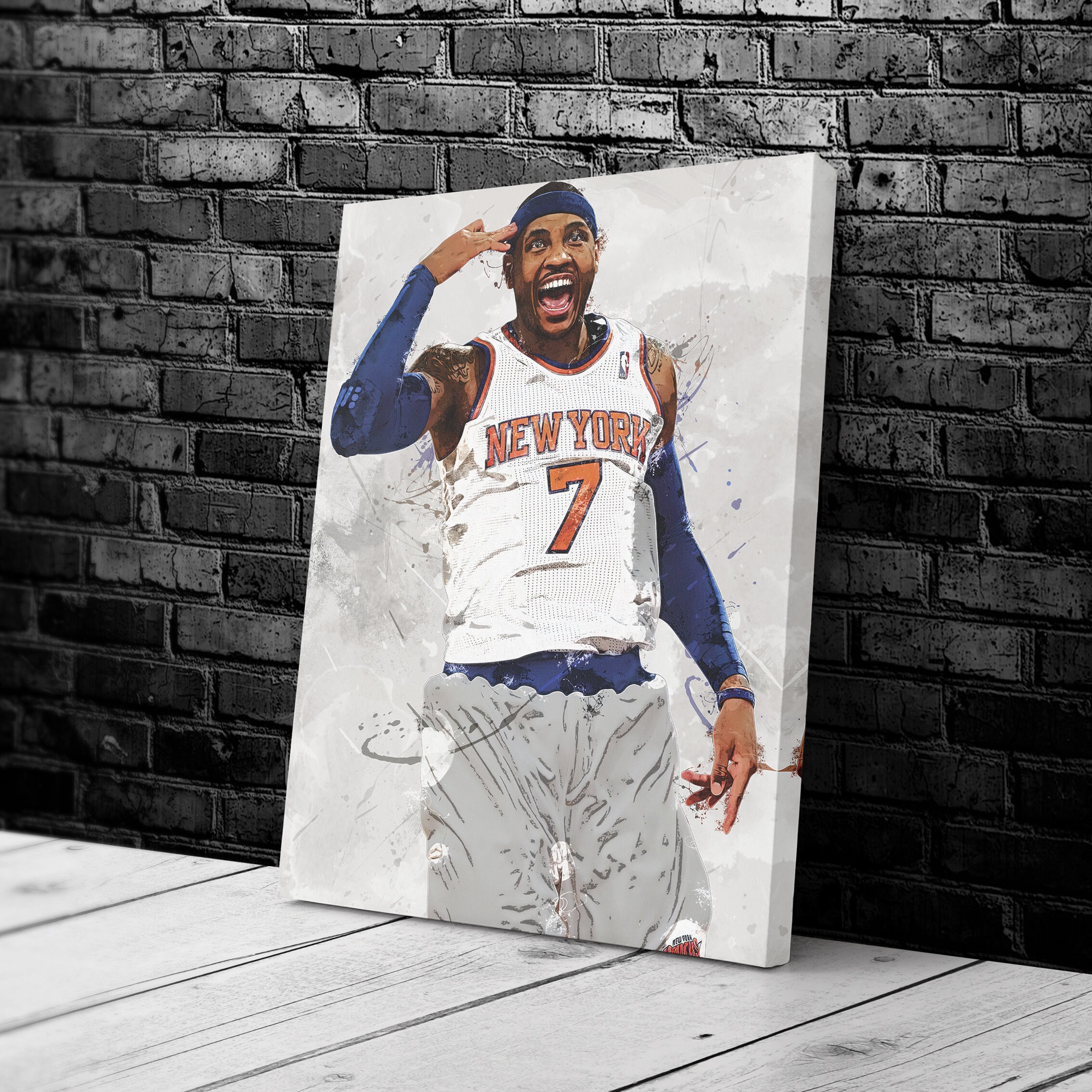 Carmelo Anthony Poster New York Knicks Canvas Print Framed Etsy