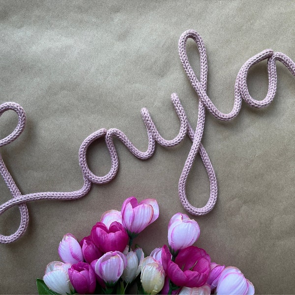 Knitted Name Signs, Knitted Wire Words, Knitted Wire Names, Handmade Knitted Wall Hanging, Nursery Wall Decor, Kids Room Decor, Personalized