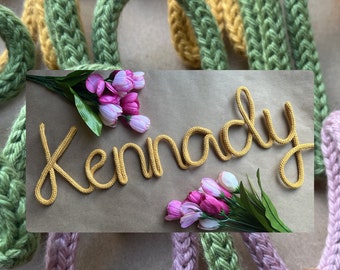 Knitted Name Signs, Knitted Wire Words, Knitted Wire Names, Handmade Knitted Wall Hanging, Nursery Wall Decor, Kids Room Decor, Personalized