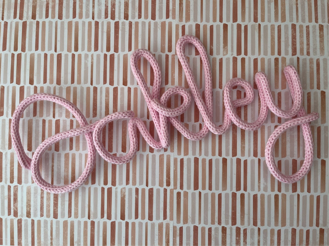 Knitted Name Signs, Knitted Wire Words, Knitted Wire Names, Handmade