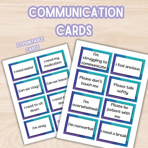 Communicatiekaarten voor volwassenen, tieners en kinderen| Non-verbaal | Autisme | Paniekaanvallen | ACC | 72+ afdrukbare kaarten