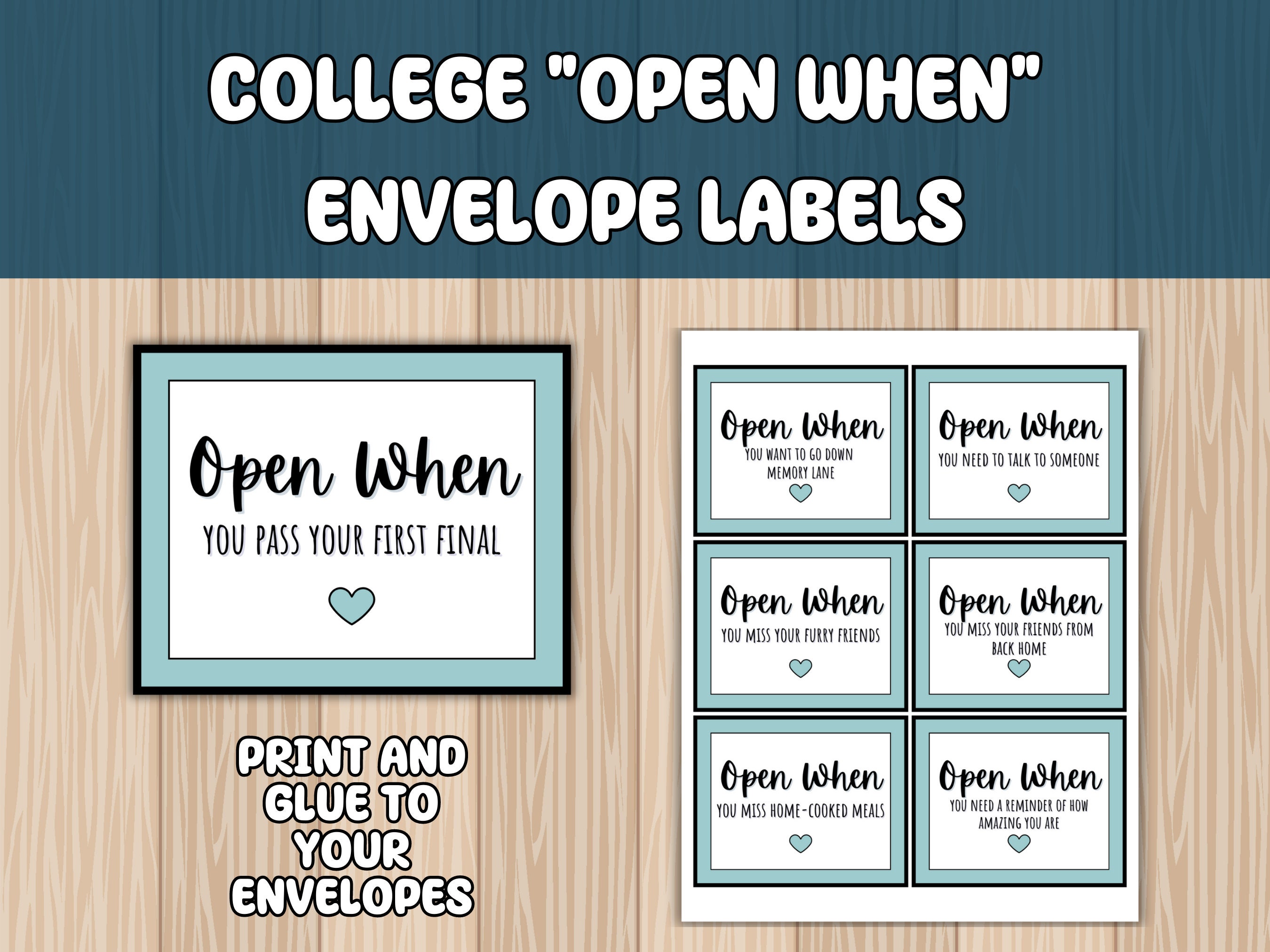 38 Printable Open When Envelope Labels for College Students - Etsy