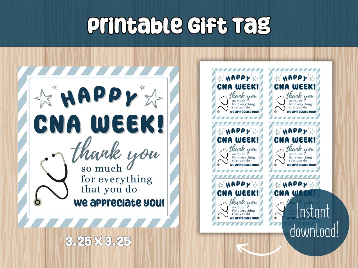 Printable CNA Gift Tag CNA Appreciation Week Health Care Etsy