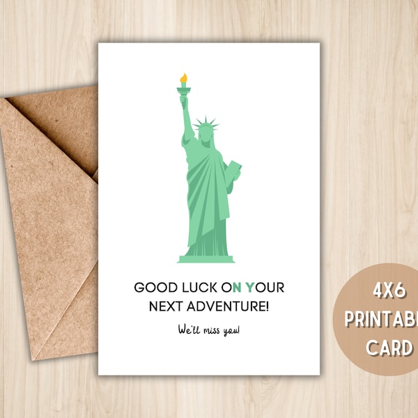 Moving to New York Greeting Card - Printable -4x6 - New York City Card - Adventure Card - Goodbye Card