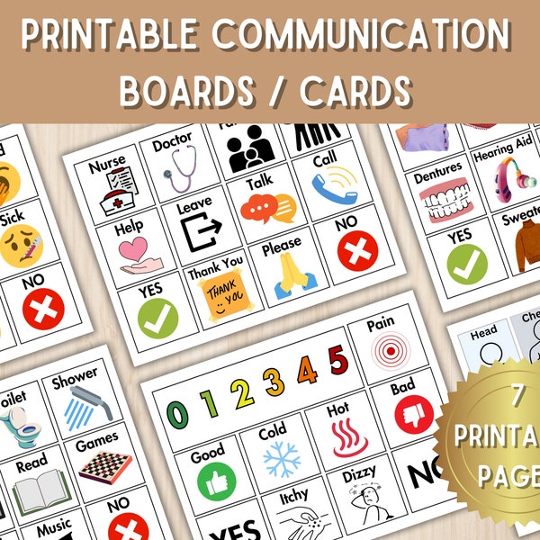 Communication Board for Seniors, Geriatric patients, Non-verbal, Aphasia - visual communication cards - Picture cards