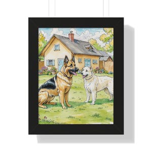 Charming Dog Portrait Art Print, Pet Lover Decor, Framed Wall Art, Gift for Dog Owners, Dog Memorial Home Decor