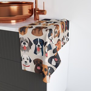 Cute Dog Breed Hand Towel, Pet Lover Gift, Kitchen or Bath Decor, Animal Lover Towel, Dog Themed Home Accessories