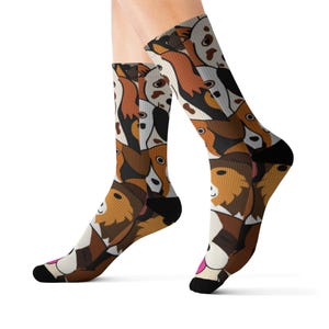 Adorable Pet-Themed Sublimation Socks, Dog Lover Gift, Fun Animal Print Socks, Cozy Gift for Pet Owners, Unique Fashion Accessory