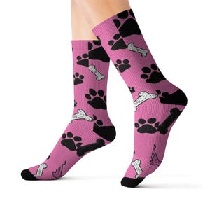Playful Pet-Themed Socks, Gift for Pet Lovers, Cozy Animal Print, Unique Crew Socks, Fun Feline and Canine Accessories