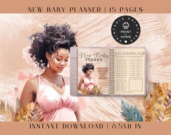 Neutral New Baby Planner, Instant Download, Baby Binder Template, Newborn Feeding Tracker, Sleep Tracker, Mom Health Log, Baby Health Log