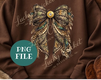 Camo Feather Bow PNG | Hunting Clipart (Digital Download)