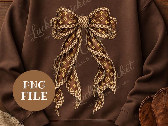 Checkered Bow PNG, Designer-Inspired Graphic (Digital Download)