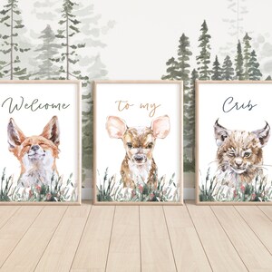 Welcome to my Crib Woodland animal wall art, Nursery decor, printable baby shower gift, gender neutral, forest kids room