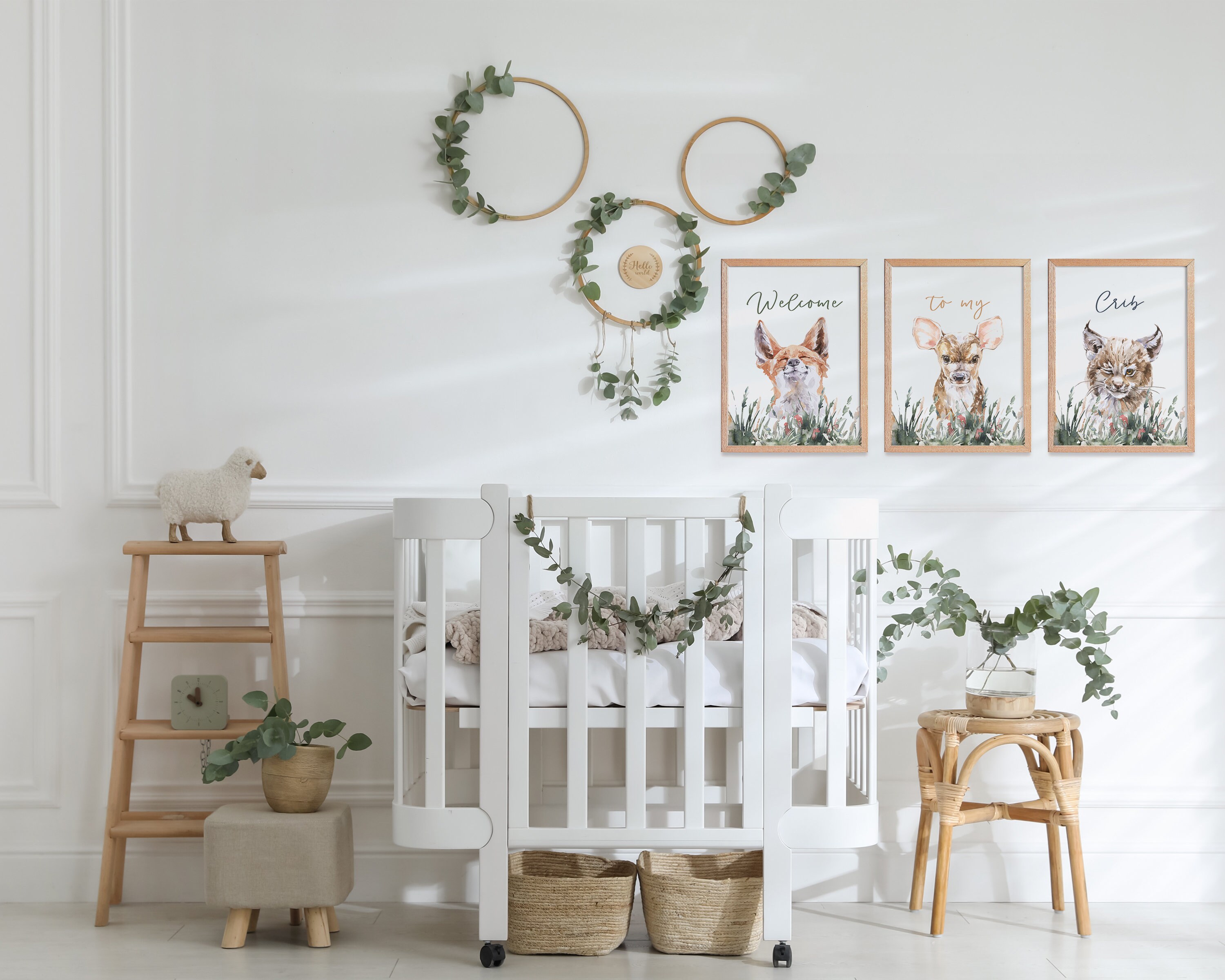 to My Crib Woodland Animal Wall Art, Nursery Decor, Printable
