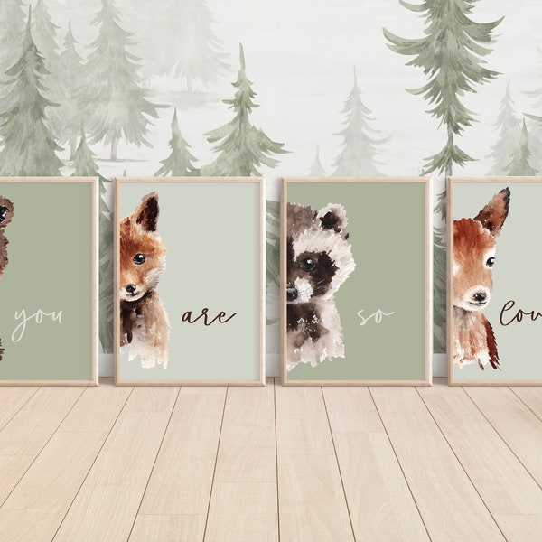 You Are So Loved Woodland, Printable Art Set, Nursery Wall Art, Kids Room Decor, Baby Shower Gift, Woodland Baby Animals
