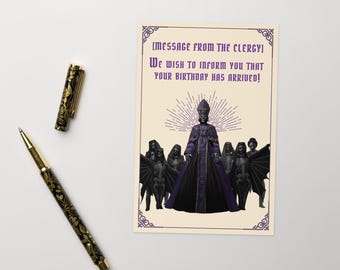 Ghost Perpetua Papa Emeritus V Happy Birthday Card | Message From The Clergy Anniversaire Greetings | Cardinal Copia Ghost music band