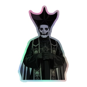 Ghost Papa Emeritus IV Cardinal Copia Holographic Stickers Decal | Ghost BC Metal Rock Music Band | Perpetua, Nameless Ghouls, Tobias Forge