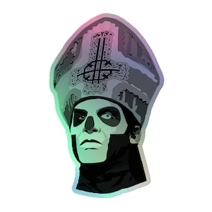 Ghost Papa Emeritus III Terzo Holographic Stickers Decal | Ghost BC Metal Rock Music Band | Cardinal Copia, Nameless Ghouls, Tobias Forge