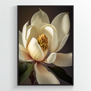 TÉLÉCHARGEMENT NUMÉRIQUE White Magnolia Close-Up - Flower Art Print - A2/A3/A4/A5/A6 - Printable Wall Art