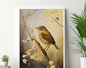 VINTAGE POSTER PRINT Nightingale Bird - Bird Print - Bird Art (Unframed)