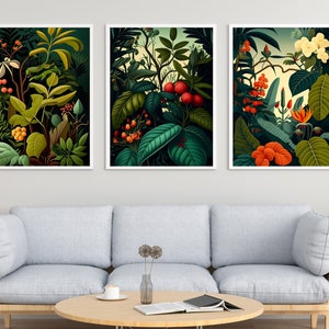 DIGITAL DOWNLOAD Set of 3 Botanical Prints of Tropical Plants - Botanical Poster - A2/A3/A4/A5/A6 - Printable Wall Art