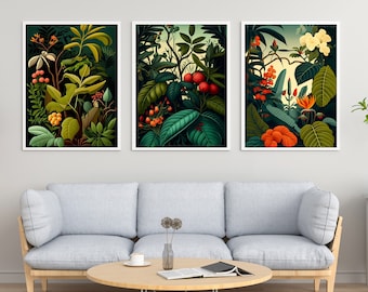 DIGITAL DOWNLOAD Set of 3 Botanical Prints of Tropical Plants - Botanical Poster - A2/A3/A4/A5/A6 - Printable Wall Art
