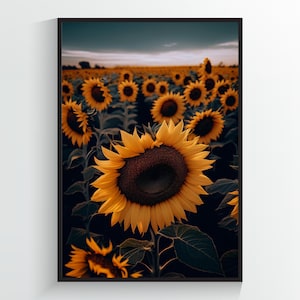 Field of Sunflowers - Flower Art Print - A2/A3/A4/A5/A6 DIGITAL DOWNLOAD - Printable Wall Art