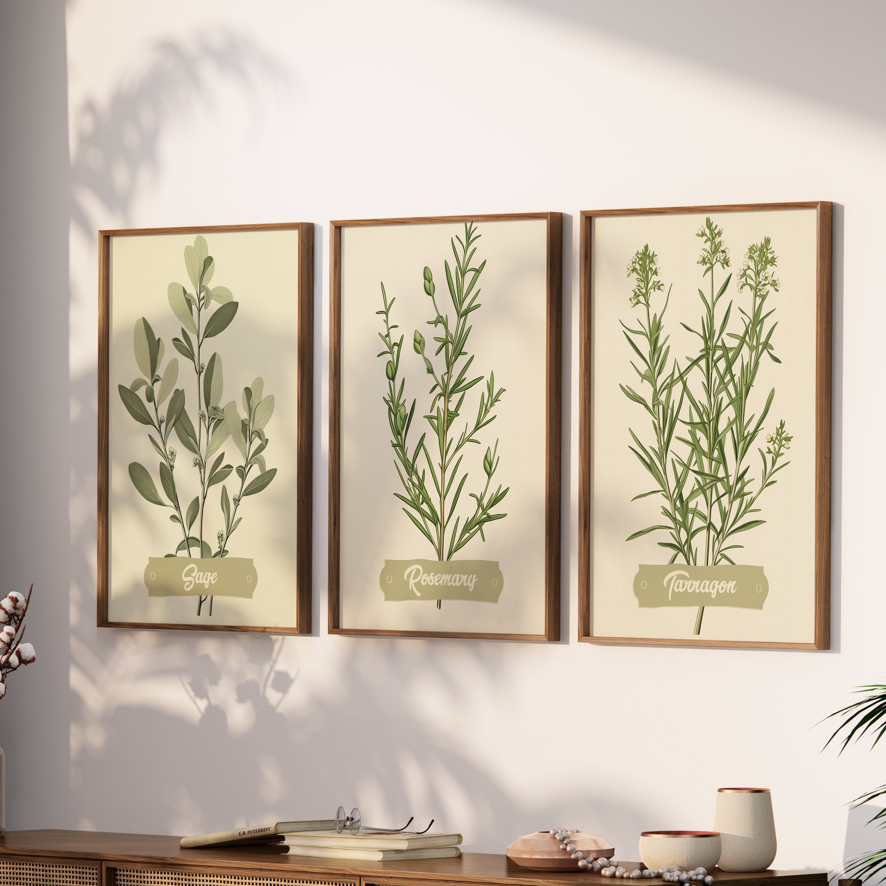 Set of 12 Kitchen Herbs - Kitchen Wall Art Décor - Printable Farmhouse ...