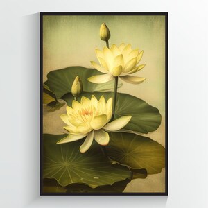 Water-Lilies in a Pond - Flower Art Print - A2/A3/A4/A5/A6 DIGITAL DOWNLOAD - Printable Wall Art