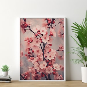 POSTER PRINT Japanse kersenbloesems - Japanse kunst aan de muur