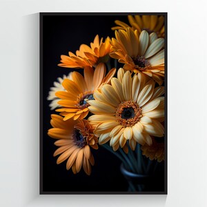 Bouquet of Orange and Yellow Daisies - Flower Art Print - A2/A3/A4/A5/A6 DIGITAL DOWNLOAD - Printable Wall Art