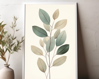 Impression d’art mural d’eucalyptus vert - Impression d’art botanique, décoration murale d’eucalyptus (SANS CADRE)