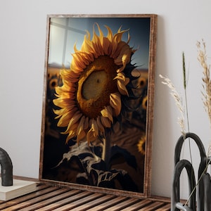Sunflower in a Field of Sunflowers - Flower Art Print - A2/A3/A4/A5/A6 DIGITAL DOWNLOAD - Printable Wall Art