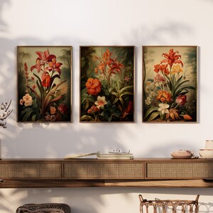 SET of 3 Botanical Wall Art - Botanical Prints - Tropical Jungle Prints - Living Room/Bedroom/Kitchen (UNFRAMED)