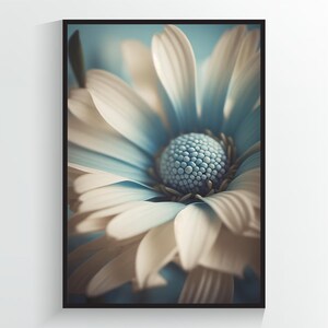 Light Blue Daisy Close Up - Flower Art Print - A2/A3/A4/A5/A6 DIGITAL DOWNLOAD - Printable Wall Art