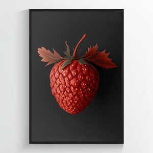Strawberry Modern Design - Fruit Art Print - A2/A3/A4/A5/A6 DIGITAL DOWNLOAD - Printable Wall Art