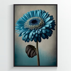 DIGITAL DOWNLOAD Blue Gerbera - Flower Art Print - A2/A3/A4/A5/A6 - Printable Wall Art