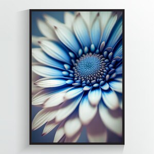 Blue Daisy Close Up - Flower Art Print - A2/A3/A4/A5/A6 DIGITAL DOWNLOAD - Printable Wall Art