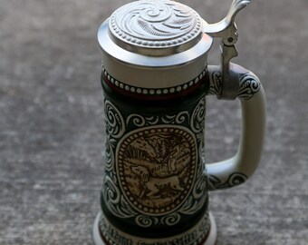 Vintage Avon 1978 Beer Stein, Avon Strike at Point Sporting Stein, English Setter & Rainbow Trout Stein, Pewter