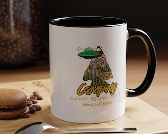 Alien Camping Coffee Mug: Nature Lover Gift