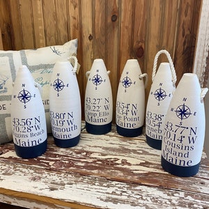 Custom Coordinates Wood Buoy, Coastal Decor, Made in Maine