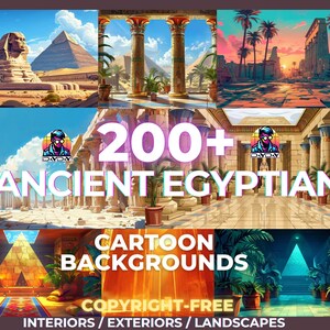 Altes Ägypten Cartoon Hintergründe - 250+ digitale Kulissen | 5K JPG für Animation, Illustration, Druck | Sofortdownload