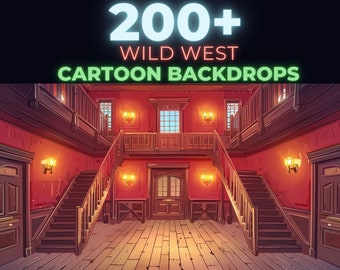 Wild West Saloon Cartoon Backdrops Series 7 - 200+  Background 2D illustration for Western Animation Content Instant Download Commercial Use