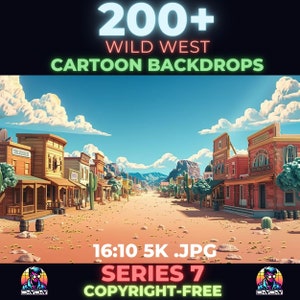 Wild West Cartoon Backgrounds Series 7 | 200+ 2D Saloon Western Backdrops | Instant Download | Commercial Use | Character Placement