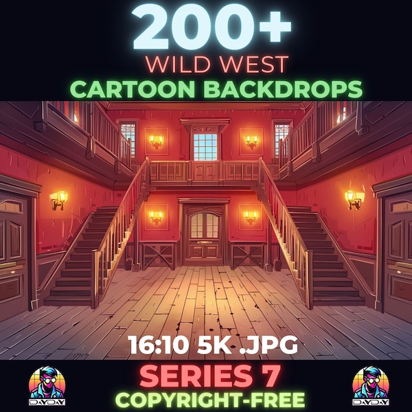 Wild West Saloon Cartoon Backdrops Series 7 - 200+  Background 2D illustration for Western Animation Content Instant Download Commercial Use