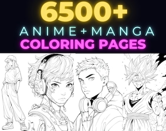 6500+ Premium Anime Coloring Book Pages | Complete Library Access | Ultimate Anime Art Collection | Manga Lovers + Kawaii | Instant Download